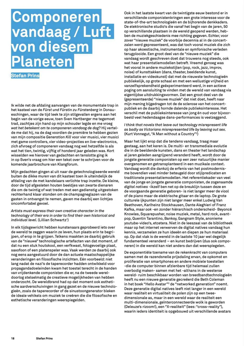 Componeren vandaag. Luft von diesem Planeten