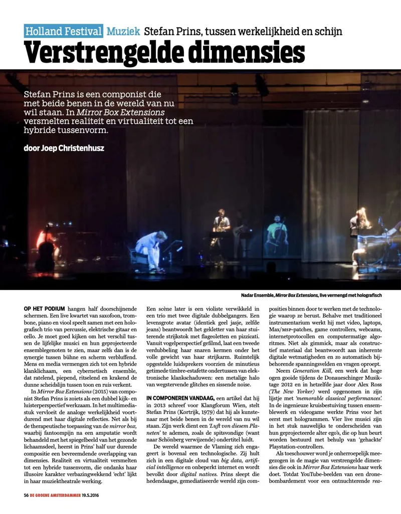 Verstrengelde dimensies. Stefan Prins, tussen werkelijkheid & schijn